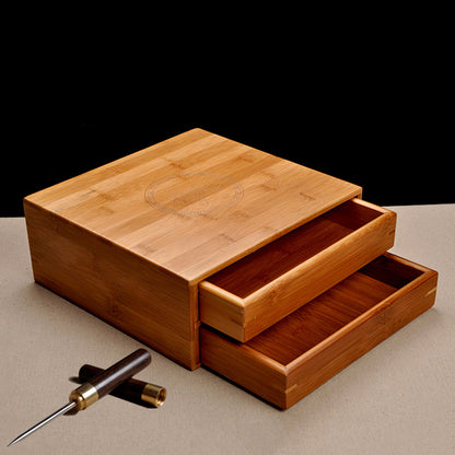 Bamboo Box For Pu'er Tea Storage Box For Pu'er Tea Cake Tea Drawer One/Two Layer