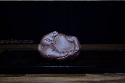3.9“Blessing Pig Statue Small Yixing Zisha Tea Pet Handmade Purple Grit Tea Play
