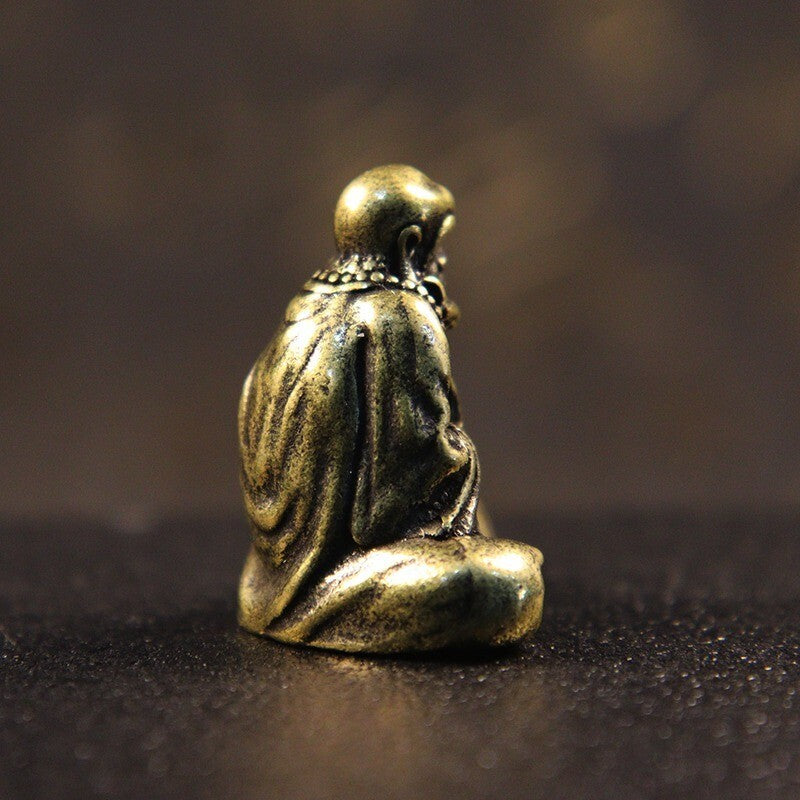 Brass Dharma Buddha Statue Bodhidharma Buddhism Figurine Tea Pet Decoration