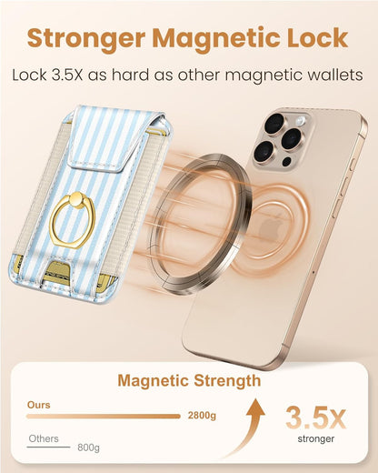 Compatible with Magsafe Wallet with Ring Grip Magnetic Card Holder - Cute Phone