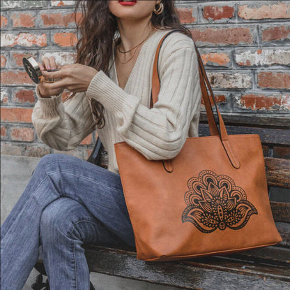 Women Ladies Vintage Print Tote Crossbody Handbag Shoulder Tote Hobo Bag Purse