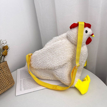 Plush Bag Cartoon Chicken Shoulder Bag Work Travel Women Handbags Crossbody Bag