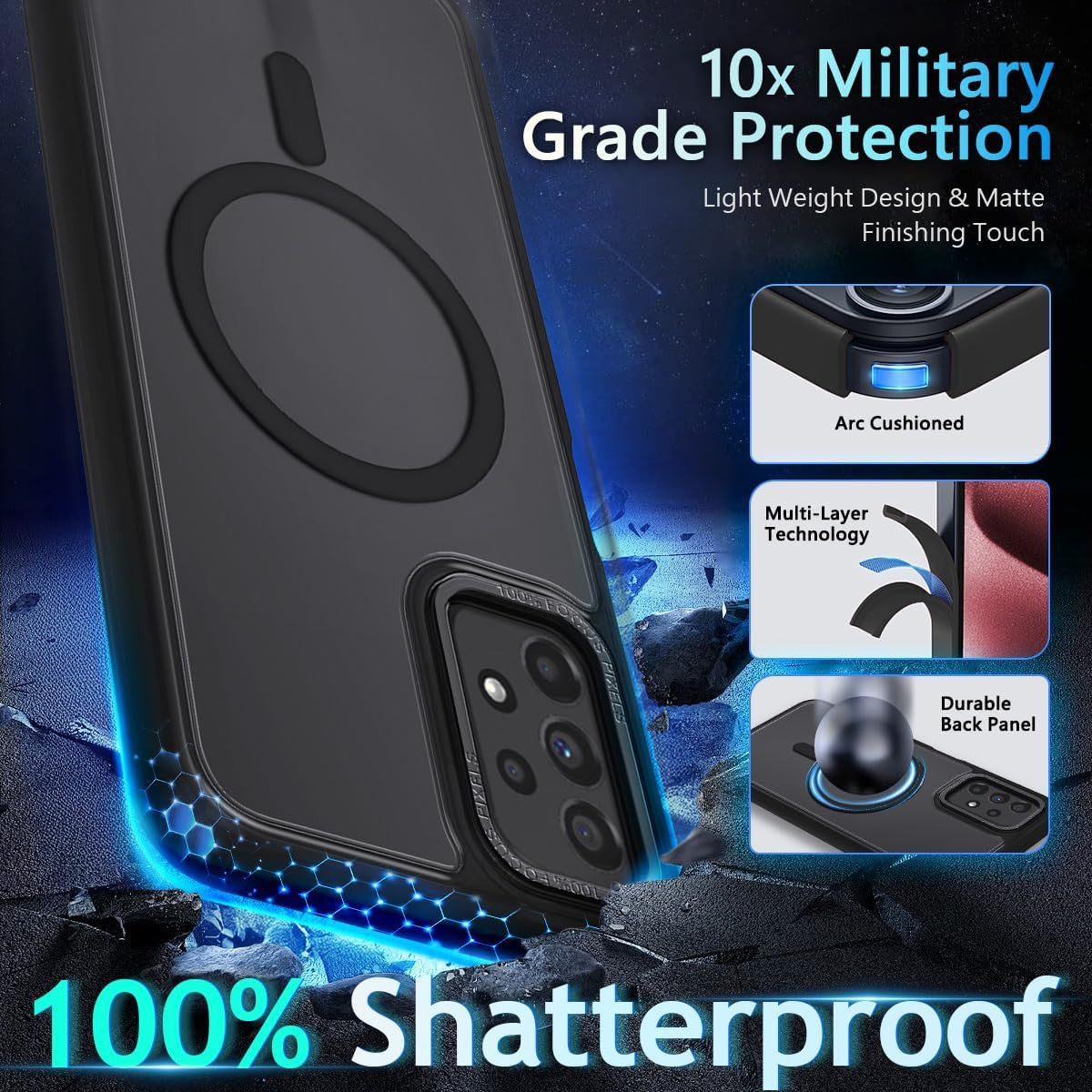 Magnetic for Samsung Galaxy A53-5G Phone Case, Black | Compatible with Magsafe |