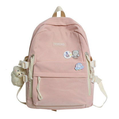Women Nylon Backpack School Book Bag Traveling Pink/Blue/White Large 30*12*41 CM