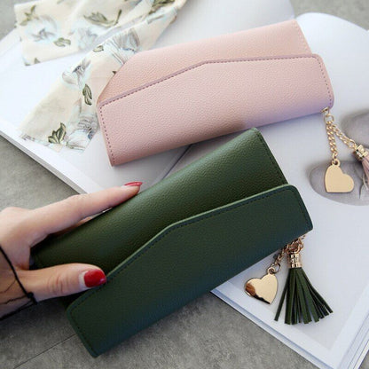 Women Wallet Clamps Purse Cash Clip Billfold Female Card Lady PU Leather Handbag