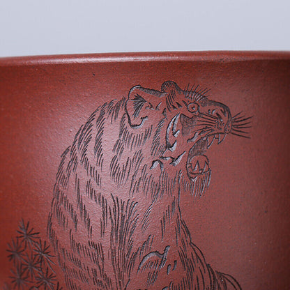 150ml Real Yixing Zisha Master Cup Handmade Personal Tea Cup Tiger Carved Mug
