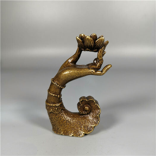 China Bronze Copper Lotus Buddha Hand Incense