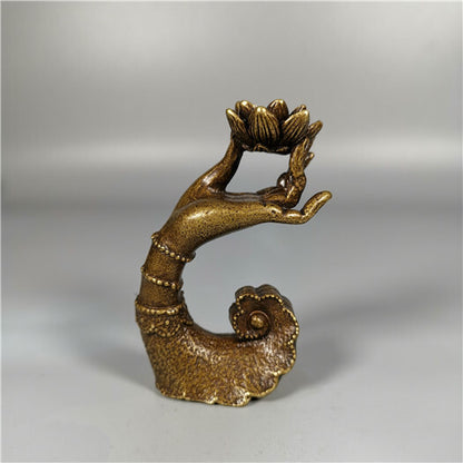 China Bronze Copper Lotus Buddha Hand Incense