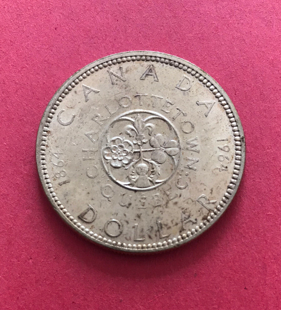 1964 Canada $1 Silver Coin 100th Anniv. of Charlottetown Quebec Queen Elizabeth