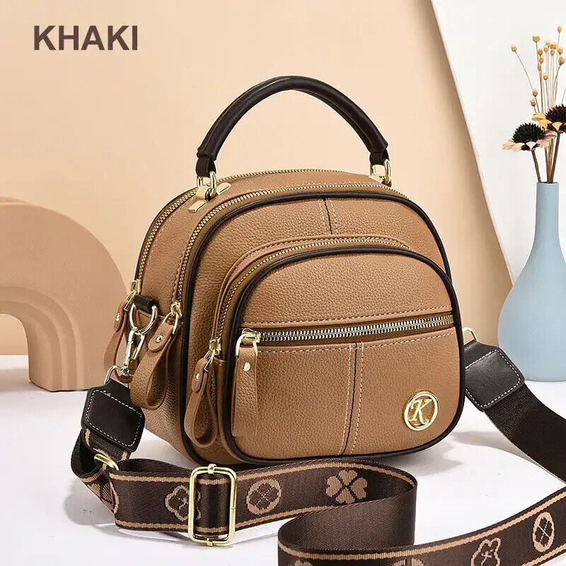 Multifunctional Compartments Adjustable Wide Shoulder Strap PU Crossbody Bag