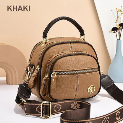 Multifunctional Compartments Adjustable Wide Shoulder Strap PU Crossbody Bag