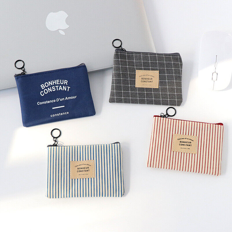 Mini Canvas Purse Unisex Coin Key Pouch Purse Card Bag Small Zipper HolderWallet
