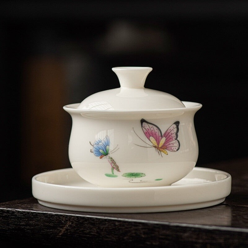 Ceramic Gaiwan For Tea Tureen Teaware Cup Chinese Tea Bowls Jade White Porcelain