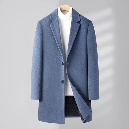 Men's Cashmere Elegant Gentleman Solid Color Plus Wool Coat Long Wool Coat
