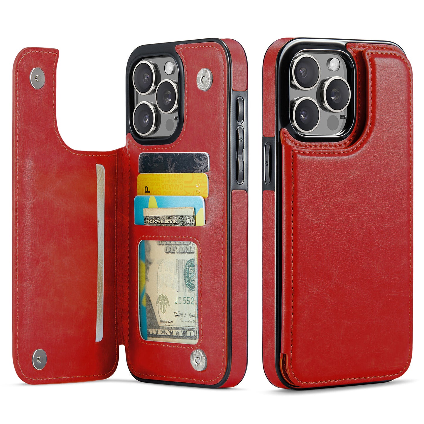 Wallet Card Holder Case for iPhone 16e 15 14 13 12 11 Pro Max XS Leather Cover