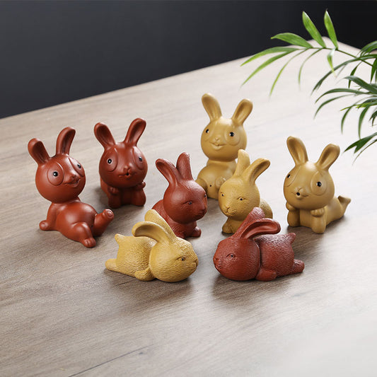 tea pet yixing zisha purple clay rabbit statue small size creative tea play new