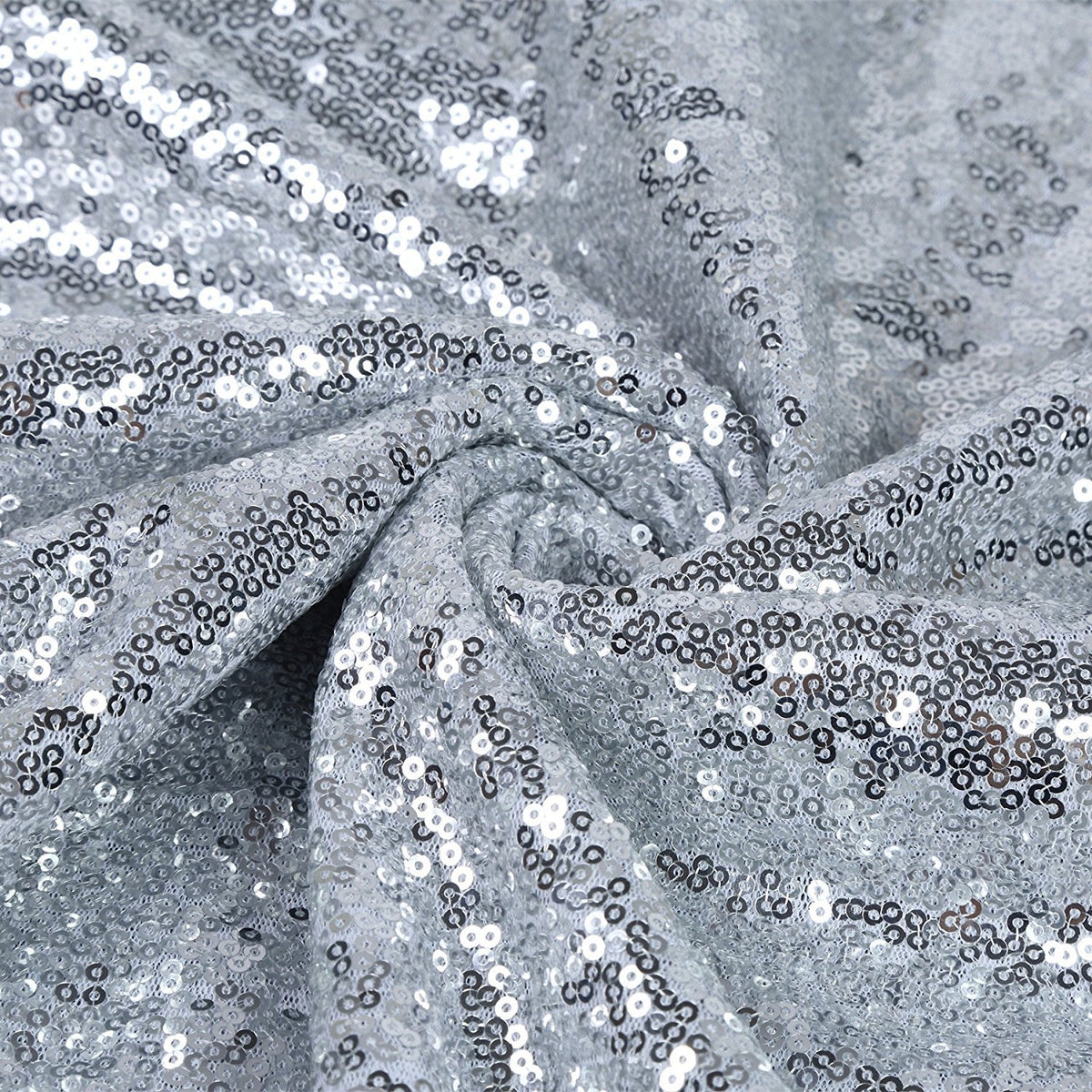 Silver 60" x 102" Sequin Rectangular Tablecloth