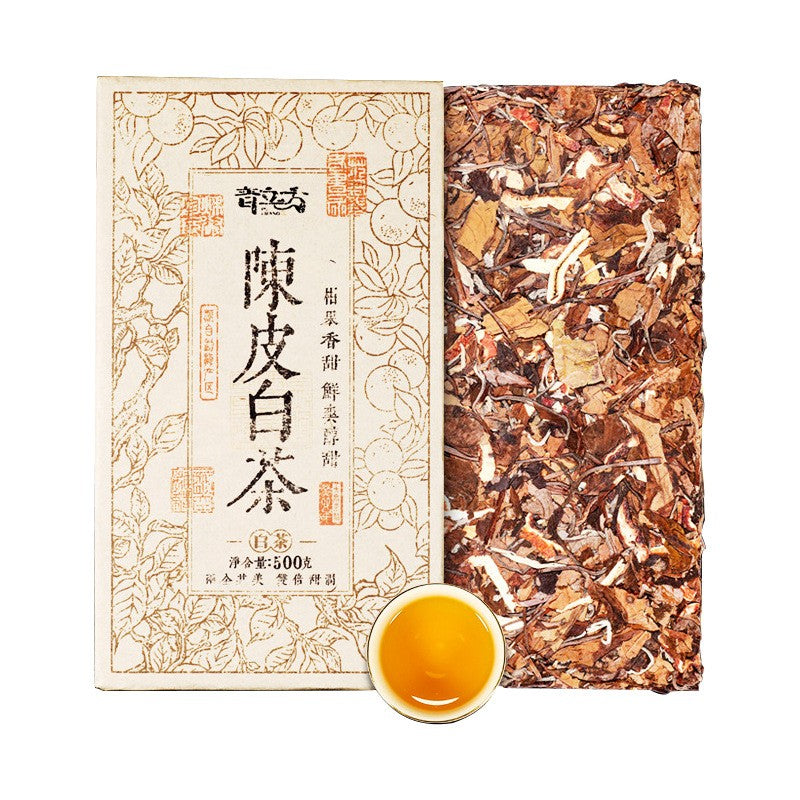 500g White Tea Brick Yunnan Dried Tangerine Peel Bai Mu Dan Shou Mei Aged Tea