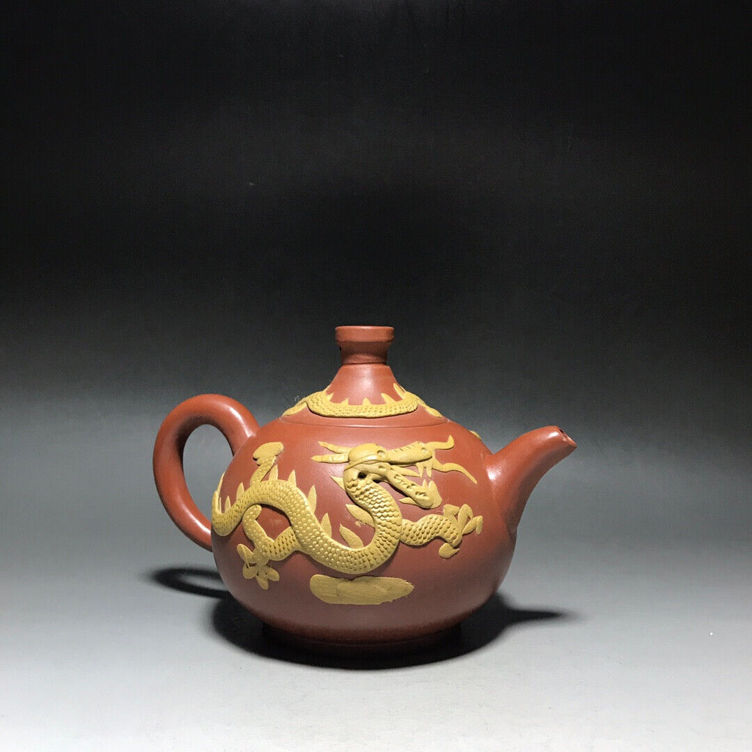 Chinese Yixing Zisha Clay Handmade Exquisite Teapot（双色堆龙 底款：顾景舟）