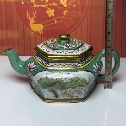 Vintage Chinese Yixing Purple Clay Teapot Zisha Ceremony Enamel Nice Teaware Art