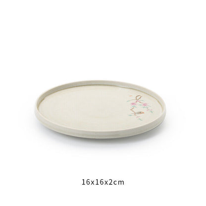 Tea Plate For Tea Pot Cup Handpainted Crackle Glaze Porcelain Tea Tray Round New