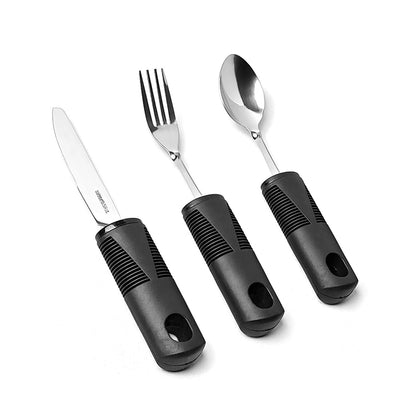 Adaptive Cutlery Set 4-Piece with Widened Non-Slip Handles for Hand Tremors
