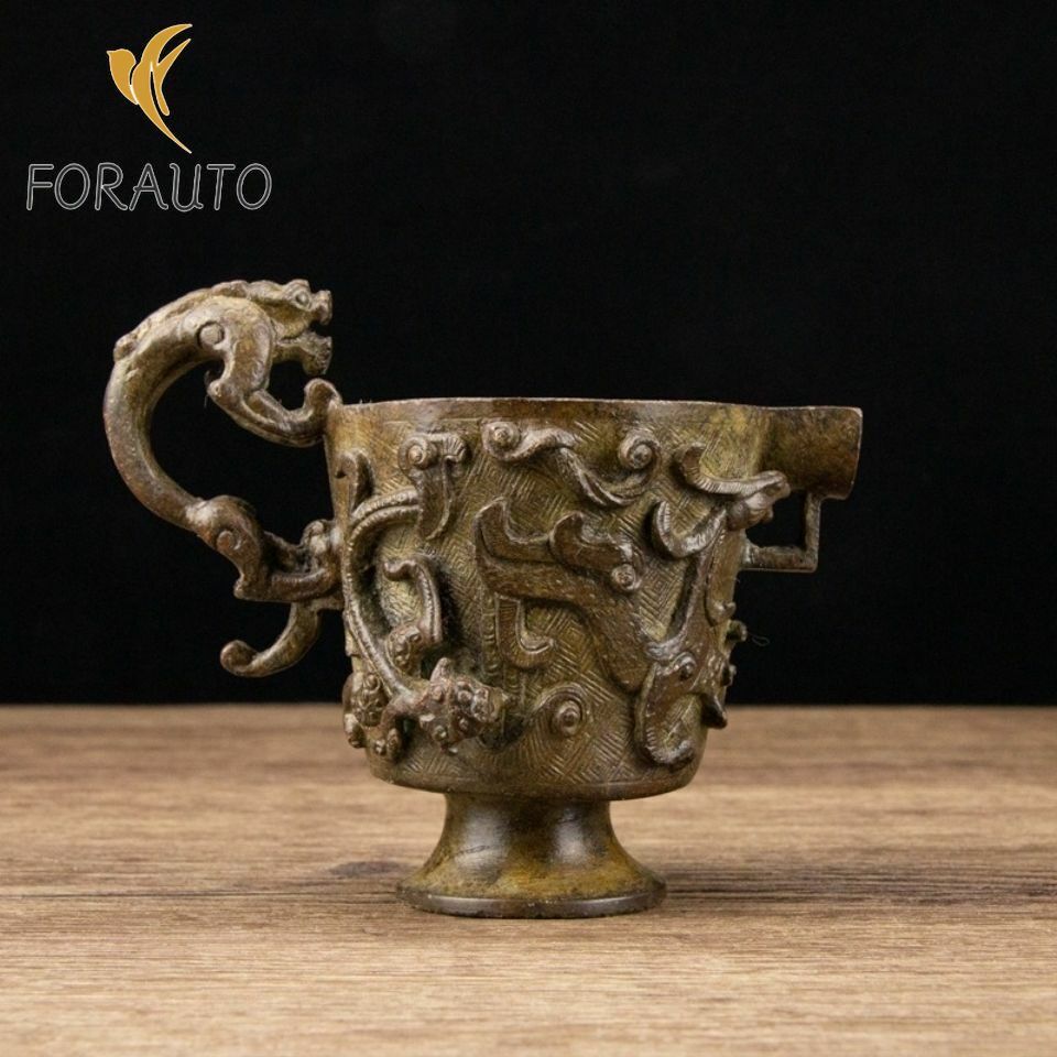 Chinese copper brave troops auspicious beast cup copper dragon totem decoration -