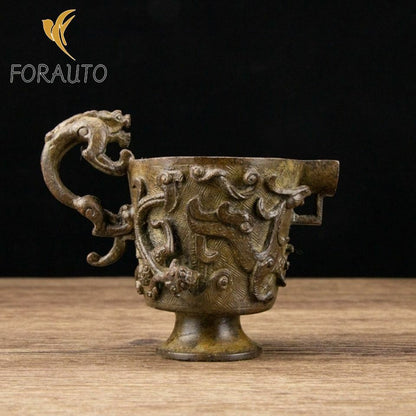 Chinese copper brave troops auspicious beast cup copper dragon totem decoration -