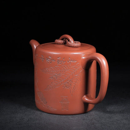 l-0Chinese Yixing Zisha Clay Handmade Exquisite Teapot （双圈 底款：景舟制壶）