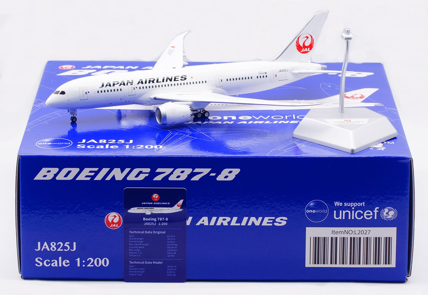 1:200 SQ Wings Japan Airlines B787-8 Passenger Airplane Diecast Aircraft Model