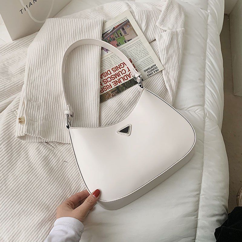 Minimalist Solid Color Leather Underarm Shoulder Bag Summer Handbag Purse Travel