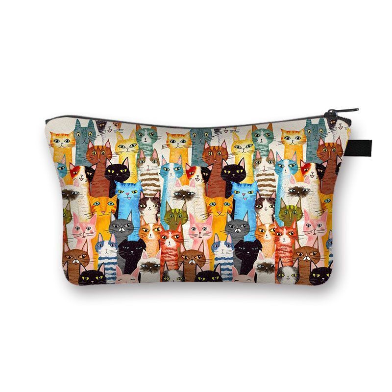 Cute Cat Print Cosmetic Traveling Makeup Bags Cosmetic Storage Purses 5*20*10 CM