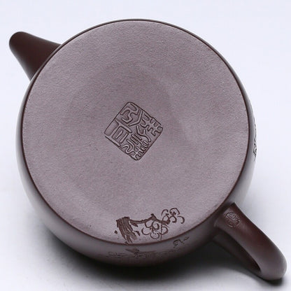 Full Handmade Tea Pot Hand Carved Wintersweet Flower Marked Yixing Zisha Hanwa
