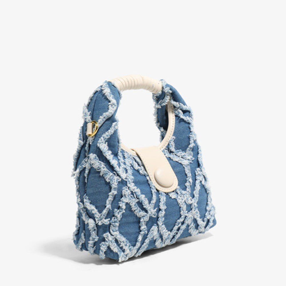 Cute Small Crossbody Shoulder Purse Denim Handbag Blue White Fashion 20*8*15 CM
