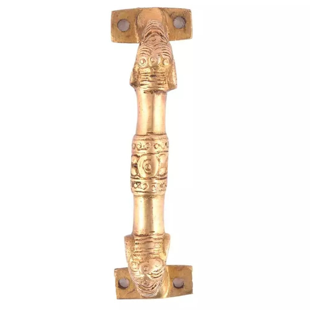 Set of 2 Antique Look Brass Both Side Elephant Faced Golden Door Handle