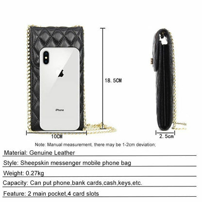Leather Phone Bag Purse Shoulder Sheepskin Small Chain Strap Crossbody Wallet