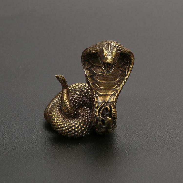 Antique Solid copper cobra figurine brass statue bronze snake sculpture tea pet
