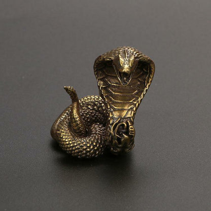 Antique Solid copper cobra figurine brass statue bronze snake sculpture tea pet