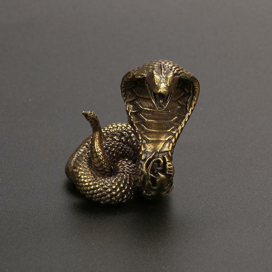 Antique Solid copper cobra figurine brass statue bronze snake sculpture tea pet