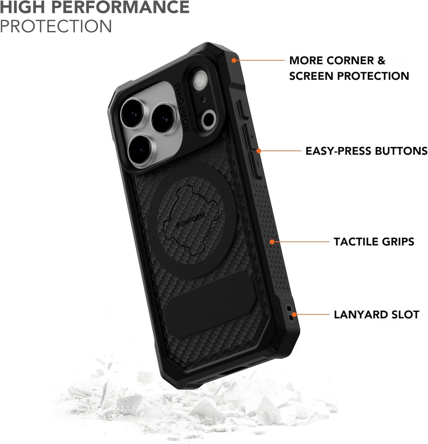 Rugged Case Compatible with Iphone 17 Pro, Magnetic Cover (Black)