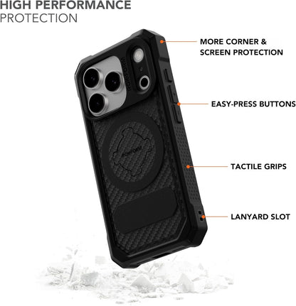 Rugged Case Compatible with Iphone 17 Pro, Magnetic Cover (Black)