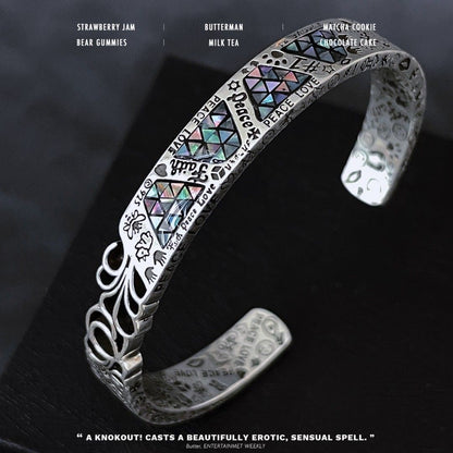 Shell Inlay Geometric Graffiti Totem Open Bangle Ins Niche Design Bracelet