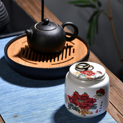 Ceramic Sealed Tea Caddies Spice Jar Candy Dried Fruit Storage Teaware Container