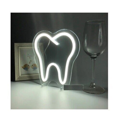Neon Lights Tooth Signs LED Party Table Lamps Shop Window Art Room Decor 10x18cm