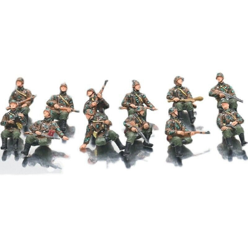 1/72 Sanrong WWII German Army 12Pcs Soldiers Camouflage Painted Model No Tank