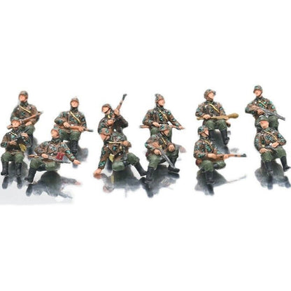 1/72 Sanrong WWII German Army 12Pcs Soldiers Camouflage Painted Model No Tank