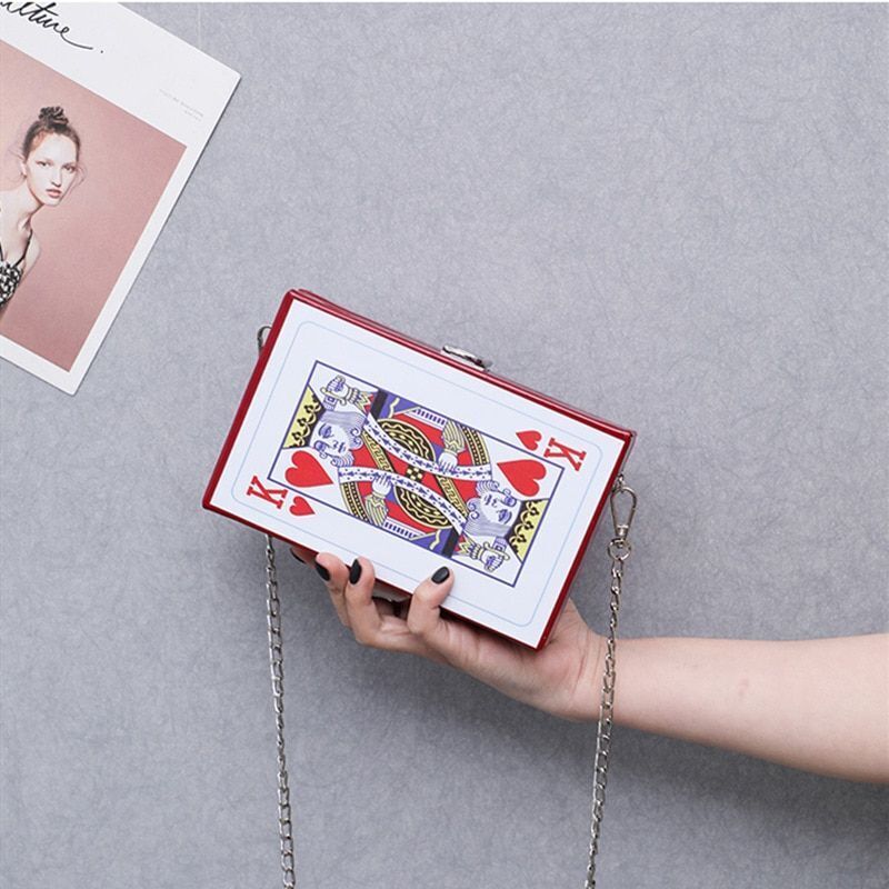 Chain Shoulder Crossbody Bag Card Print Fashion Small Square Handbags 19*12*5 CM