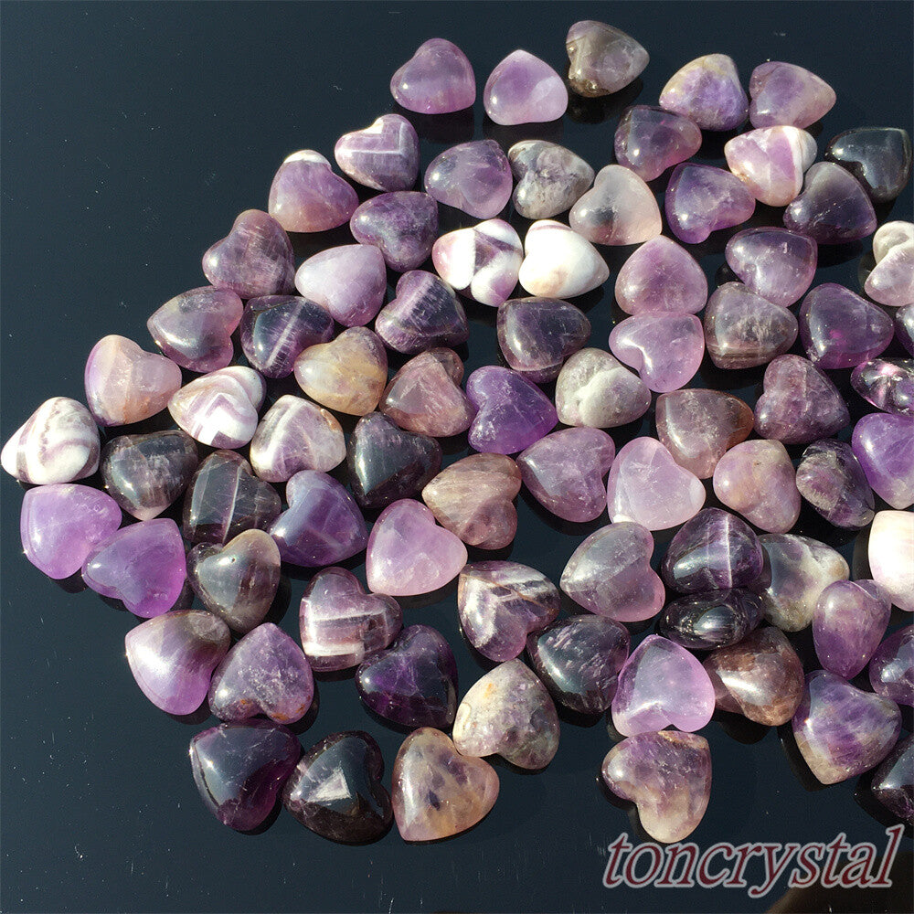 10pc Natural dreamy amethyst mini heart Carved quartz crystal skull healing gift