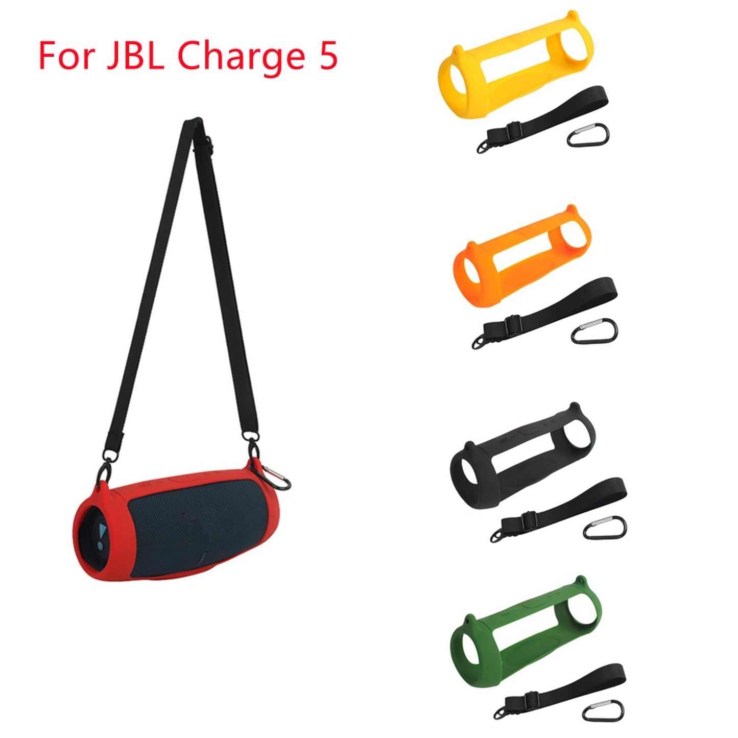 Multi-Color Silicone Cover Pad With Strap For JBL Charge 5 Bluetooth Speaker q