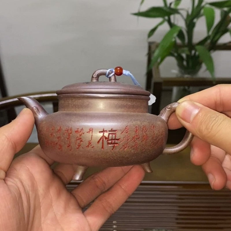 Yixing Zisha Teapot Handmade Purple Clay Wood Fired Rouduan Clay Chinese Teaware